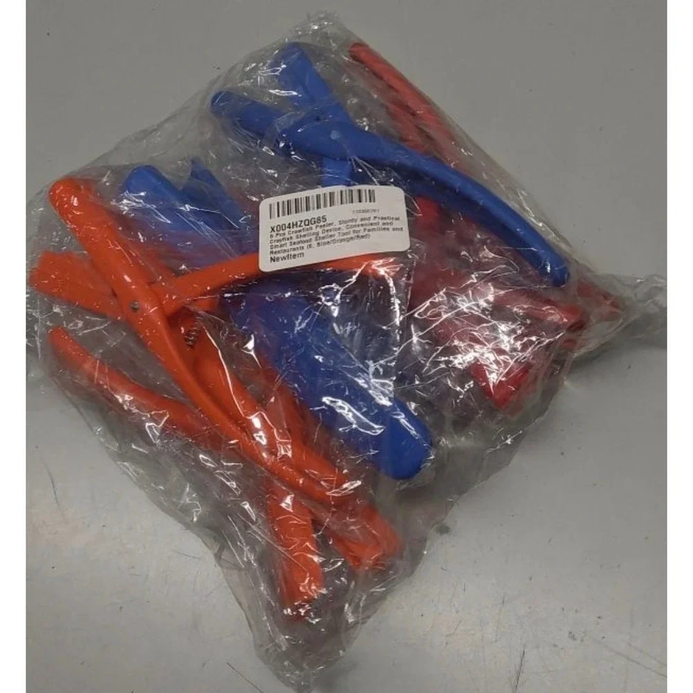 6 Pcs Crawfish Peeler Shrimp Deveiner‎ Tool Set Seafood Sheller Red Orange Blue